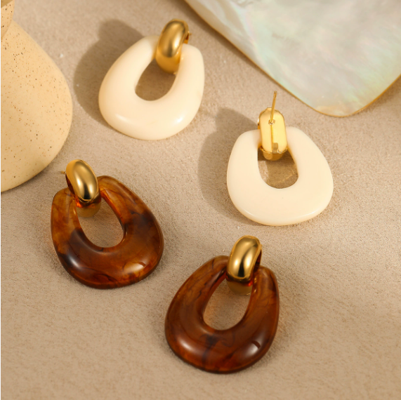 Zinika Retro Geometric Resin Earrings