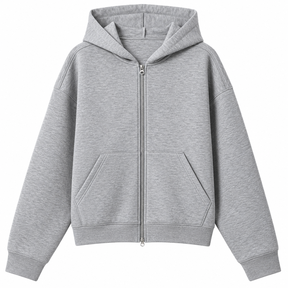 Wole Heavyweight Boxy Cropped Zip-Up Hoodie