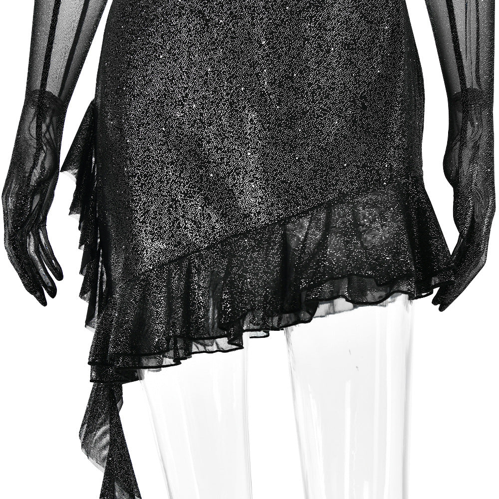 Adanna Silver Mesh Tube Dress