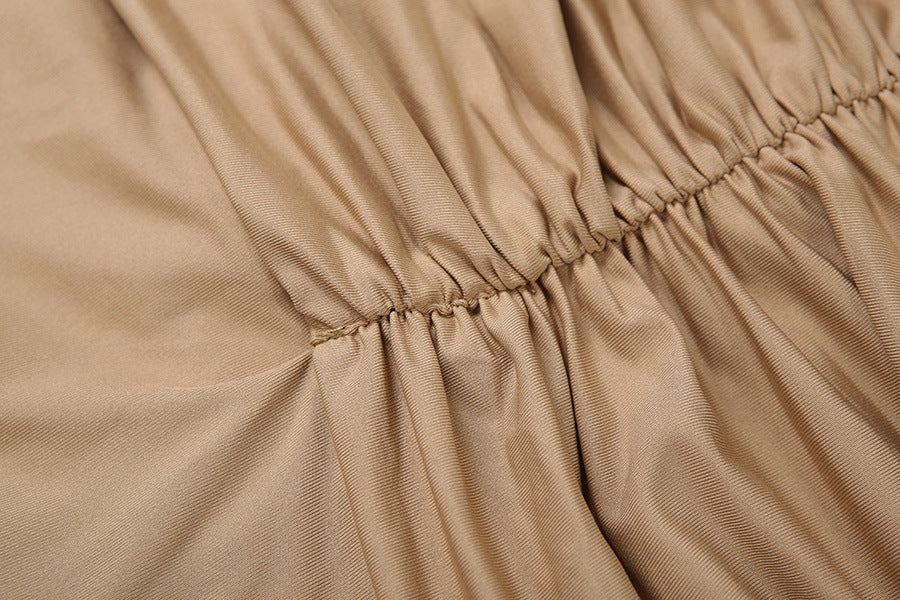 Imara Hollow-Out Pleated Turtleneck Dress