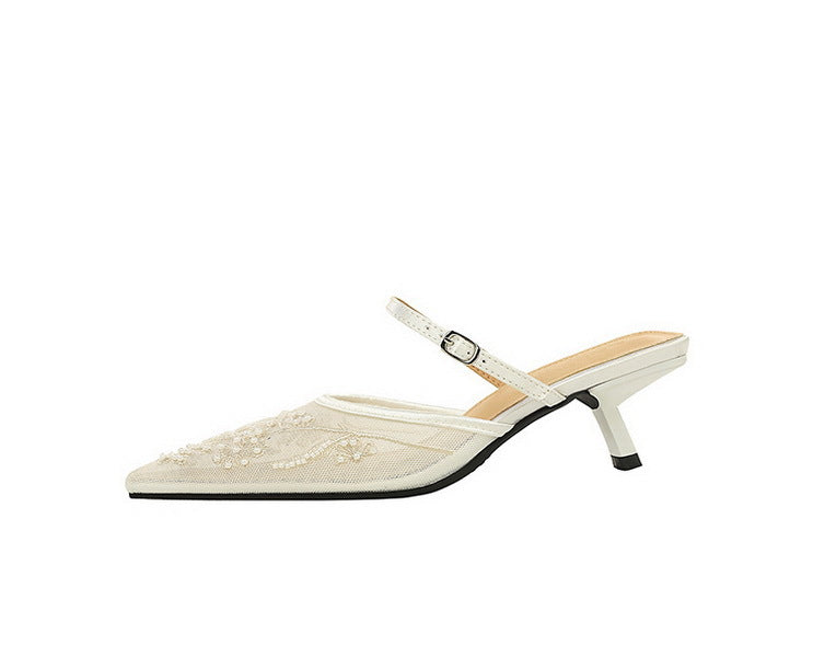 Nayela Floral Lace Stiletto Slippers