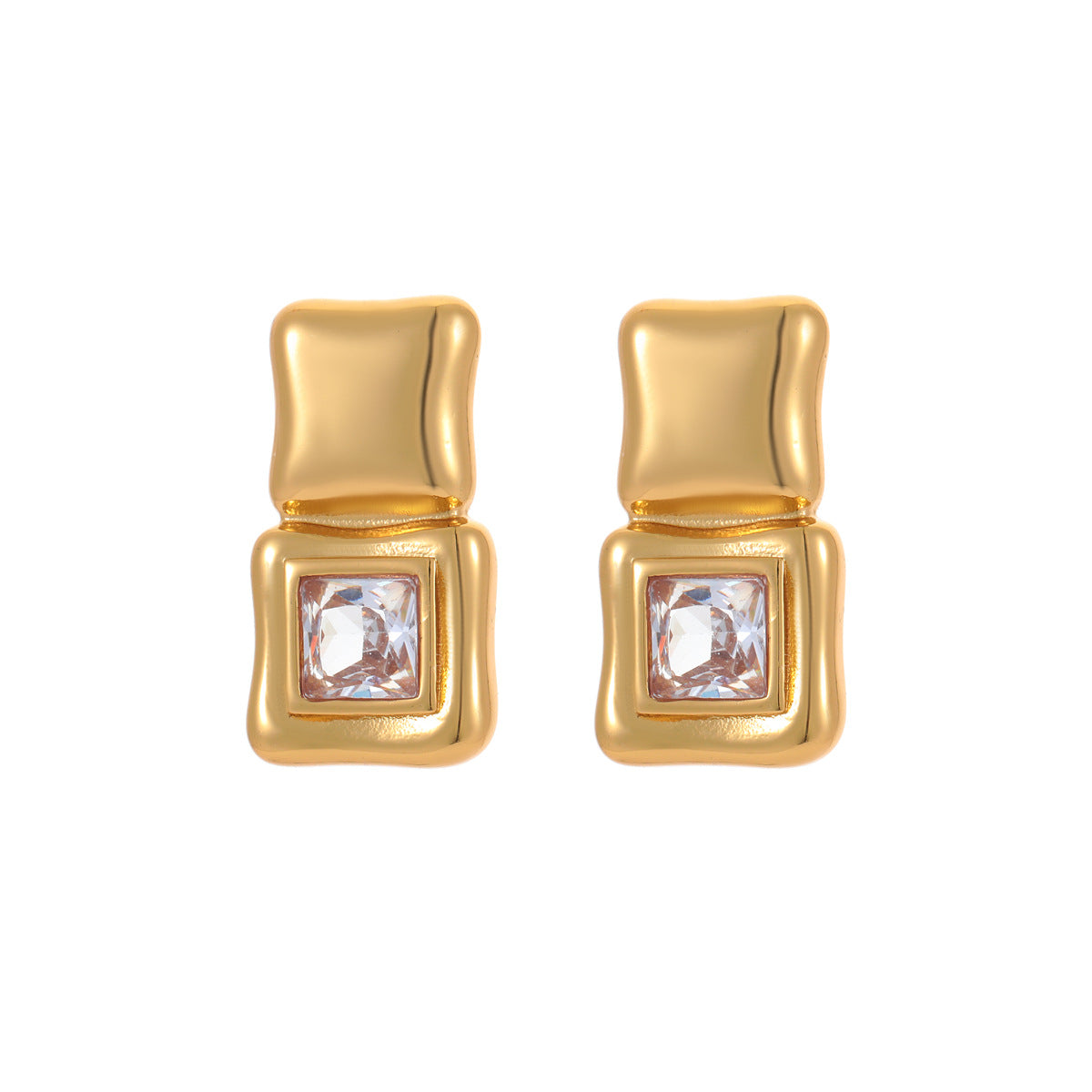 Azika Geometric Square Zircon Earrings
