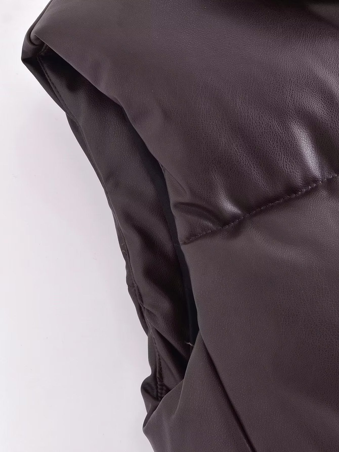 Adira Stand-Collar Faux Leather Vest