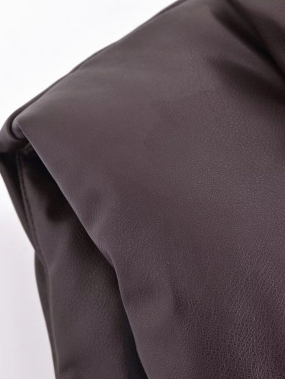 Adira Stand-Collar Faux Leather Vest