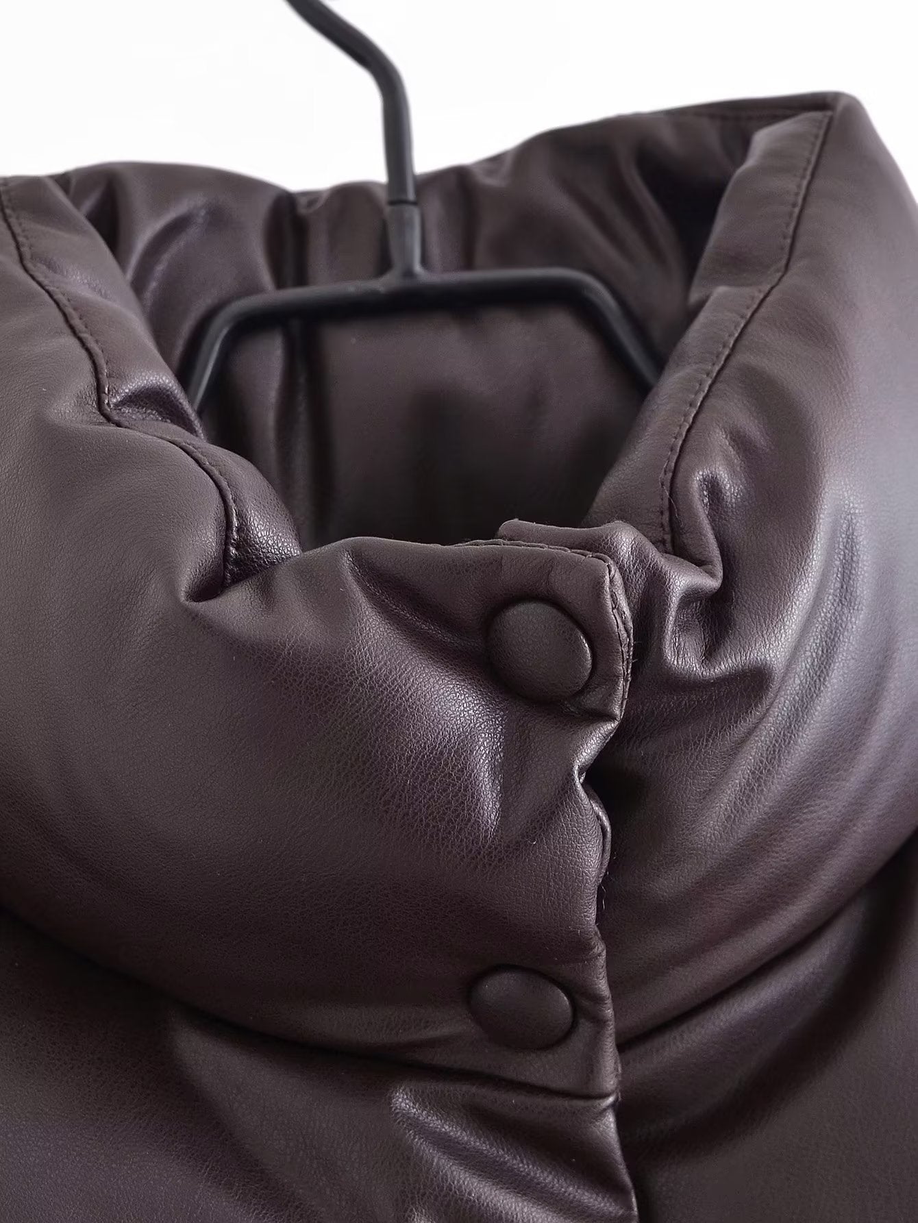 Adira Stand-Collar Faux Leather Vest