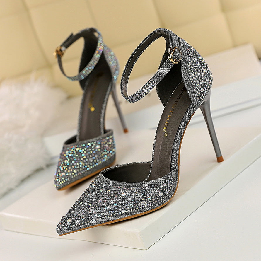 Ayodele Rhinestone Strap Stiletto Sandals