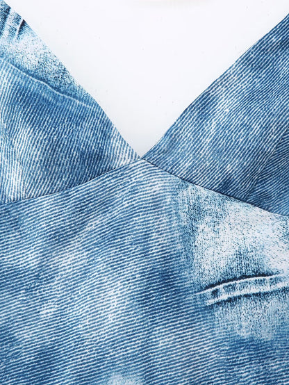 Delphine Denim Print Dress
