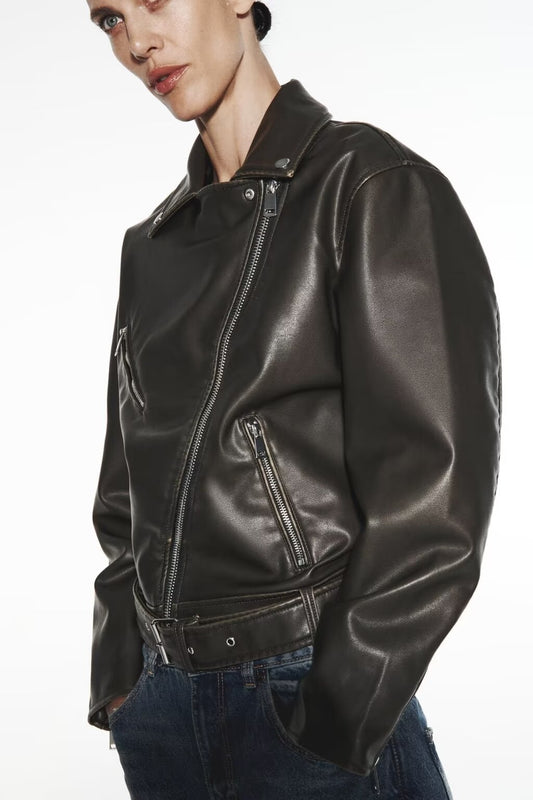 Nahla Retro Faux Leather Jacket