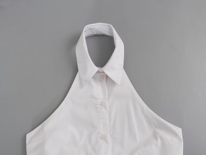 Lorielle Hanging-Collar Short Top