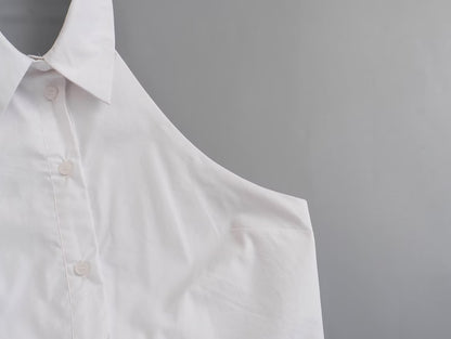 Lorielle Hanging-Collar Short Top