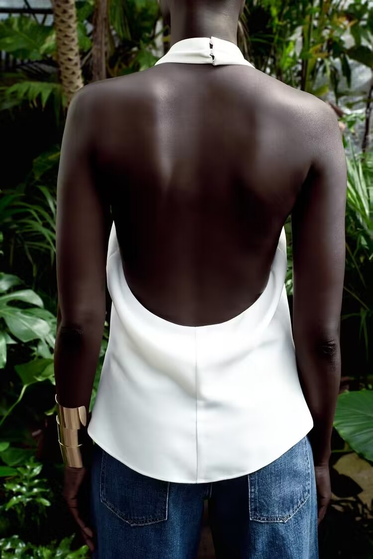 Ama Backless Hanging Collar Top