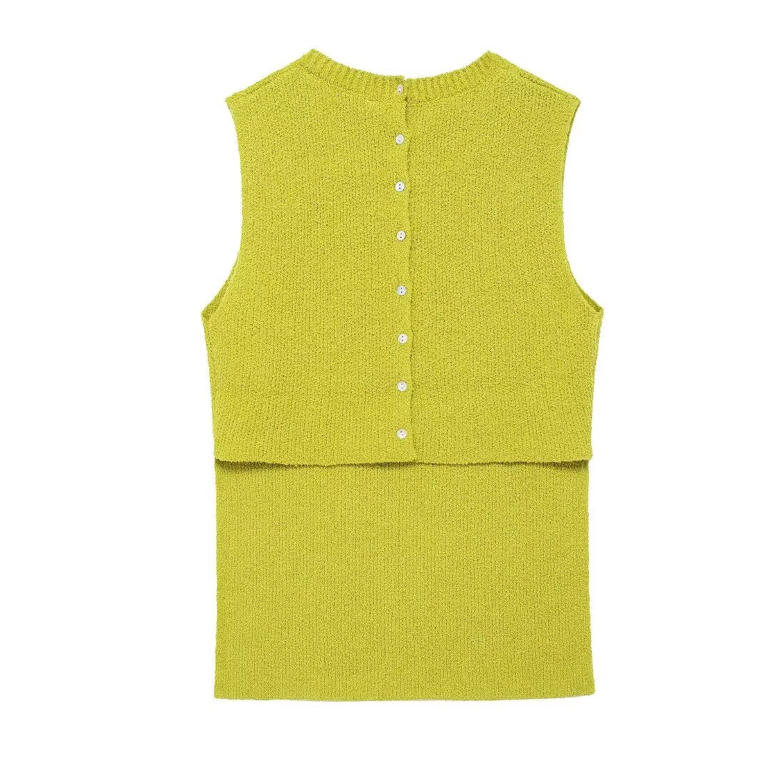 Nia Back Button Stitch Top