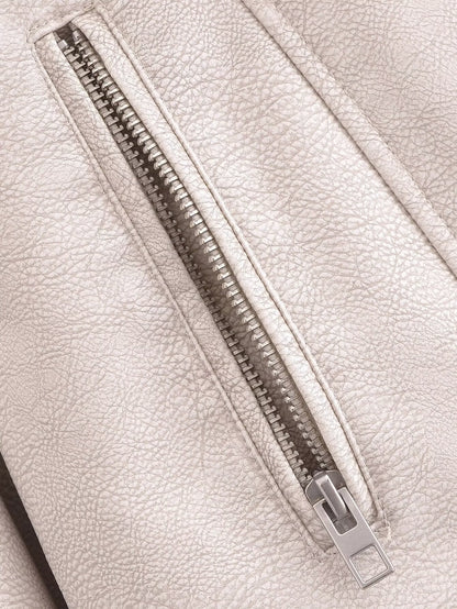 Afiya Spring Faux Leather Motorcycle Jacket