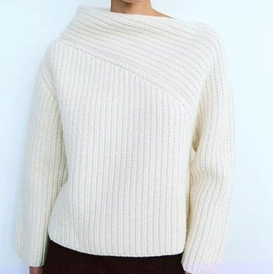 Zyra Asymmetric Collar Sweater