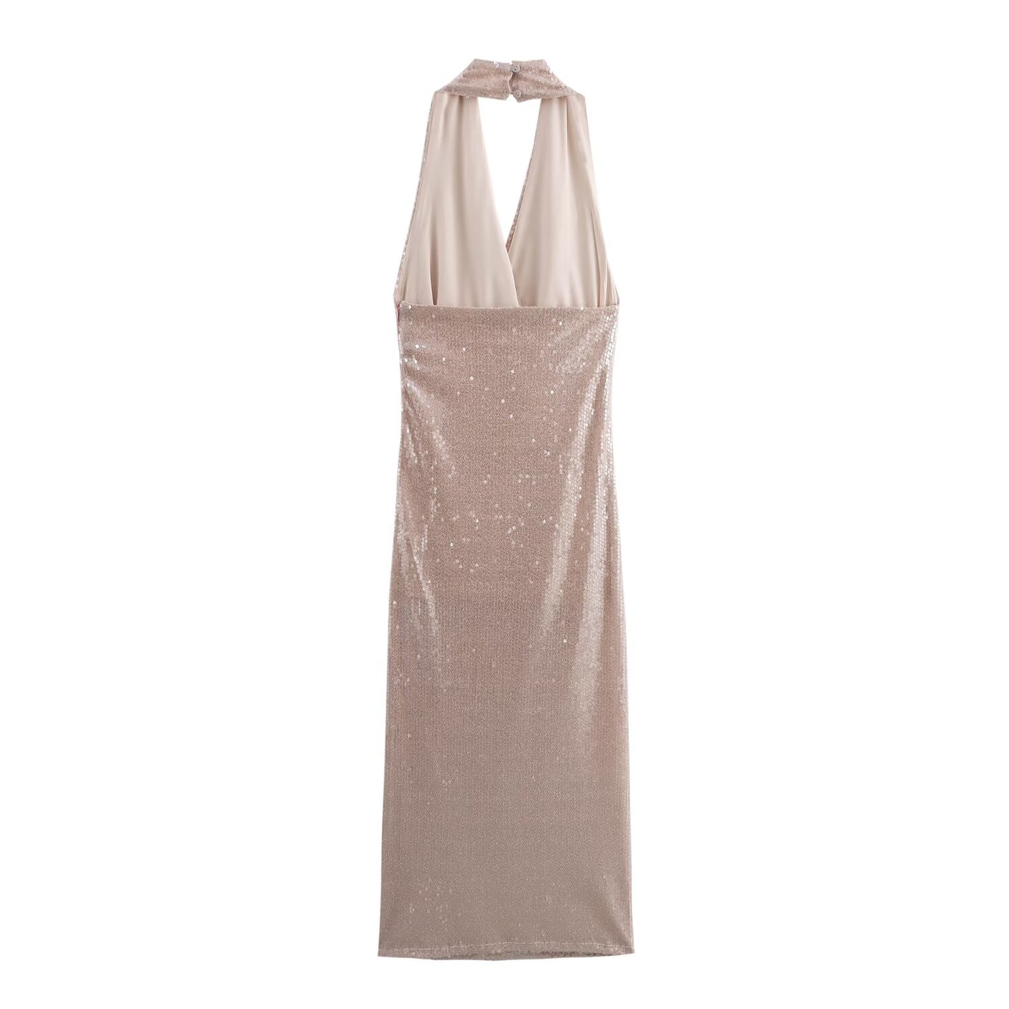 Éliane Sequin Pleated Halter Dress