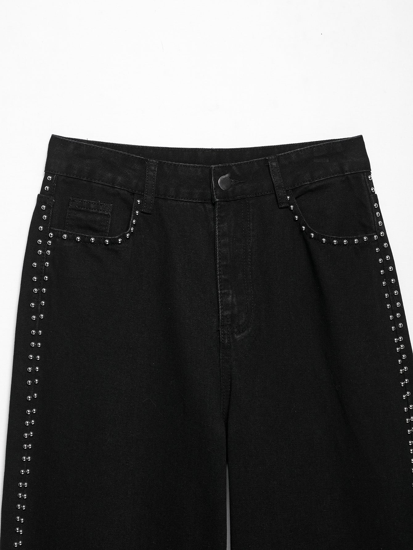 Jean taille basse à perles argentées Abeni