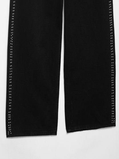 Jean taille basse à perles argentées Abeni