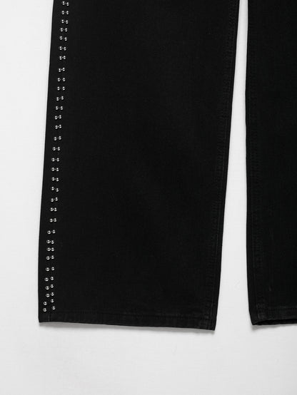 Jean taille basse à perles argentées Abeni