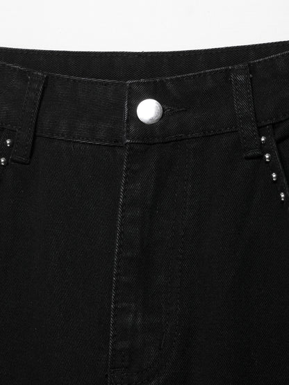 Jean taille basse à perles argentées Abeni