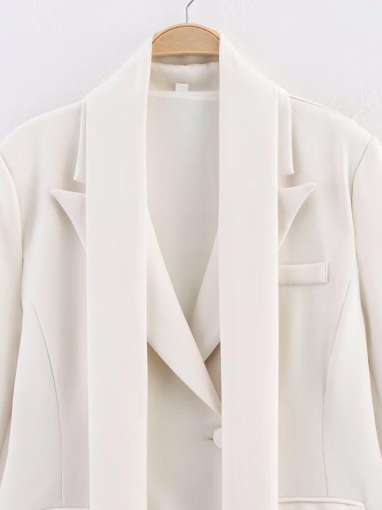 Azuri Collared Blazer with Thin Scarf