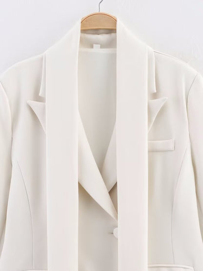 Azuri Collared Blazer with Thin Scarf