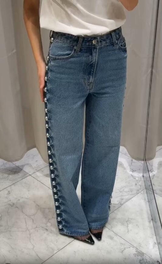 Taye Rivet Straight-Leg Denim Pants