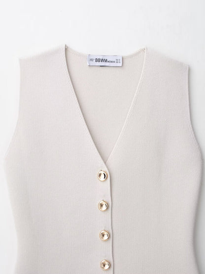 Gilet sans manches à col en V Amira