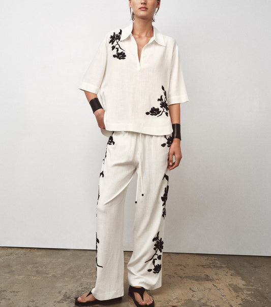 Njeri Embroidered Shirt & High-Waist Trouser Set