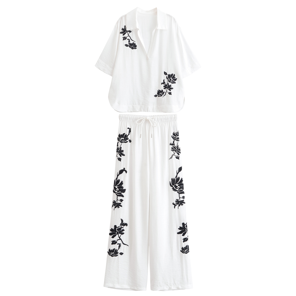 Njeri Embroidered Shirt & High-Waist Trouser Set
