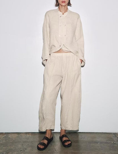 Spring Retro Linen Shacket Pants