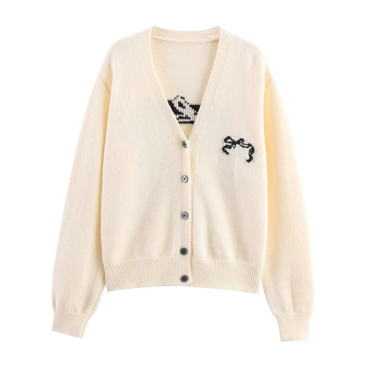 Nadira Ribbon Jacquard Bow Sweater