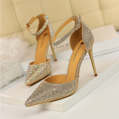 Ayodele Rhinestone Strap Stiletto Sandals