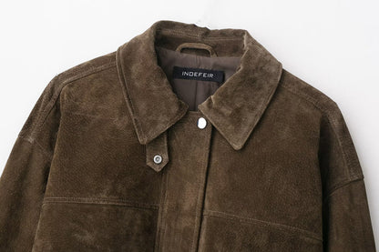 Bomber en cuir souple rétro Oba