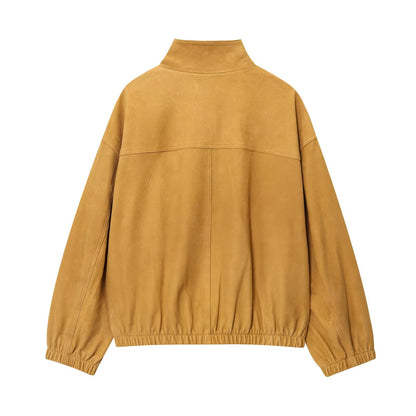 Zahira All-Match Leather Bomber Jacket