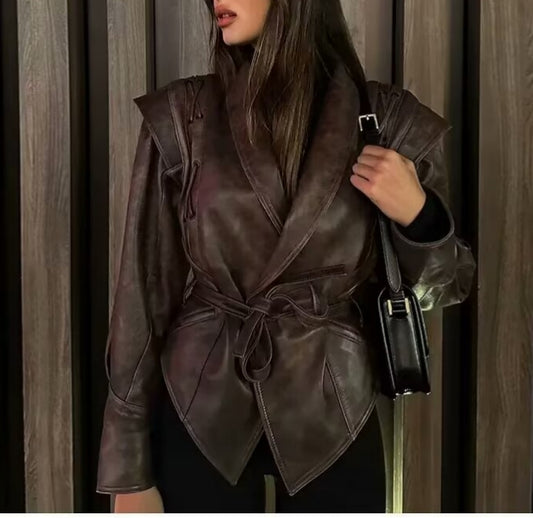 Aminata Leather Bomber