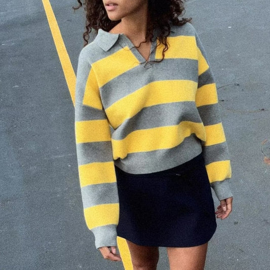 Liora Striped Polo Sweater