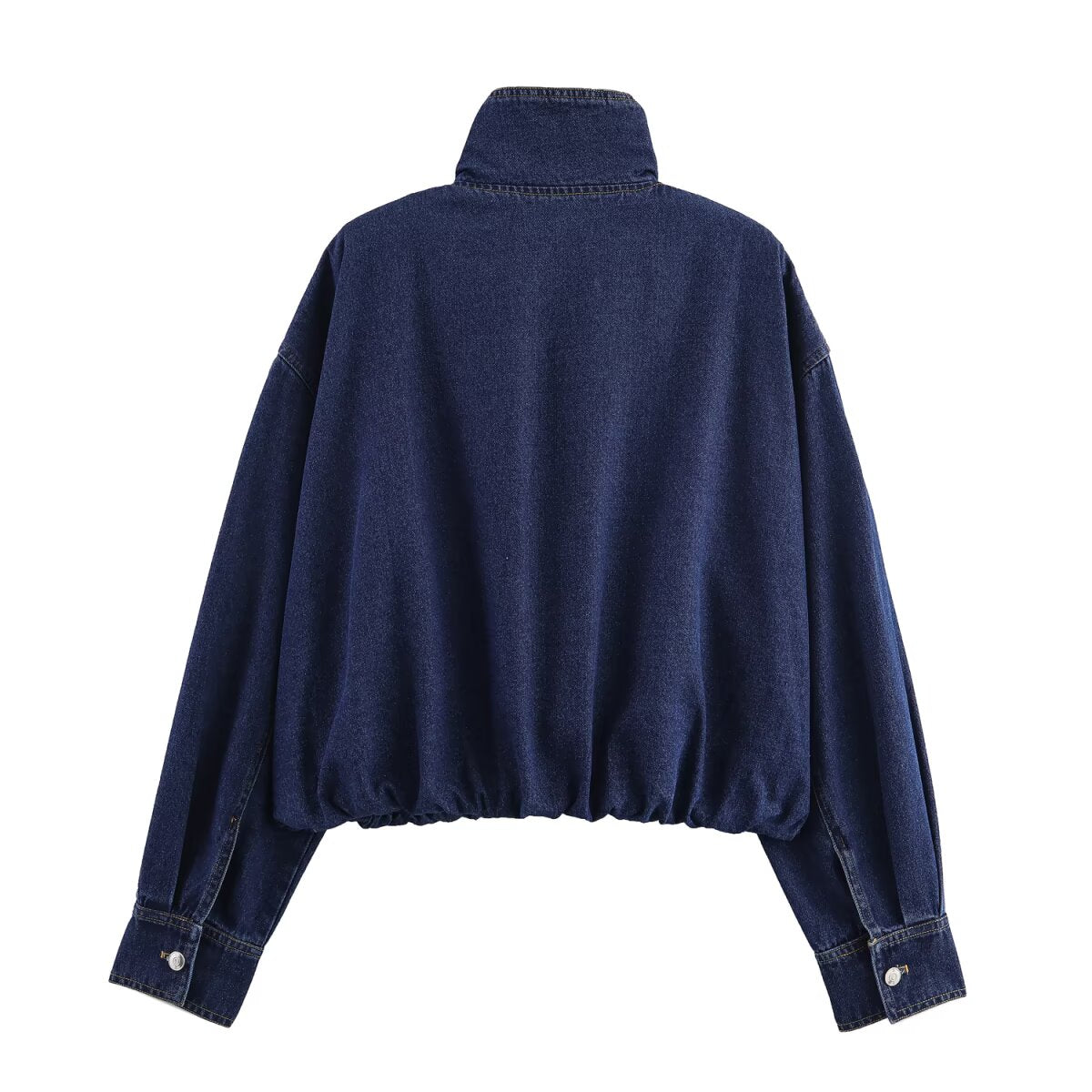 Veste en jean à col roulé style urbain chic