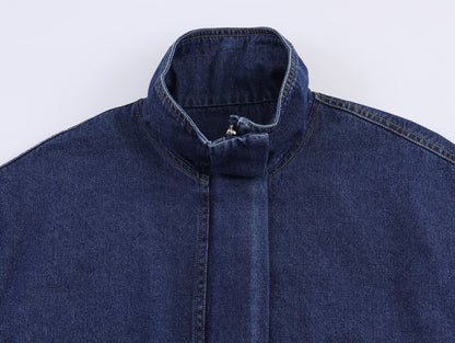 Veste en jean à col roulé style urbain chic