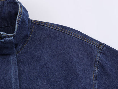 Veste en jean à col roulé style urbain chic