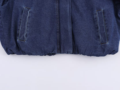 Veste en jean à col roulé style urbain chic
