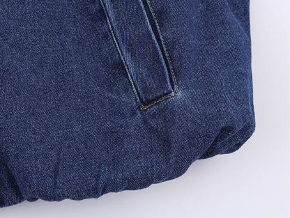 Veste en jean à col roulé style urbain chic