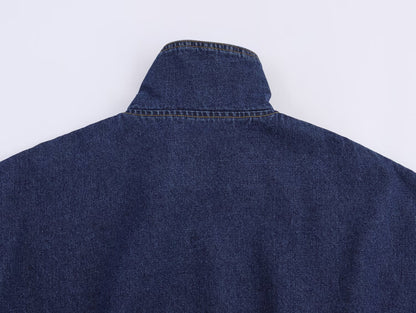 Veste en jean à col roulé style urbain chic