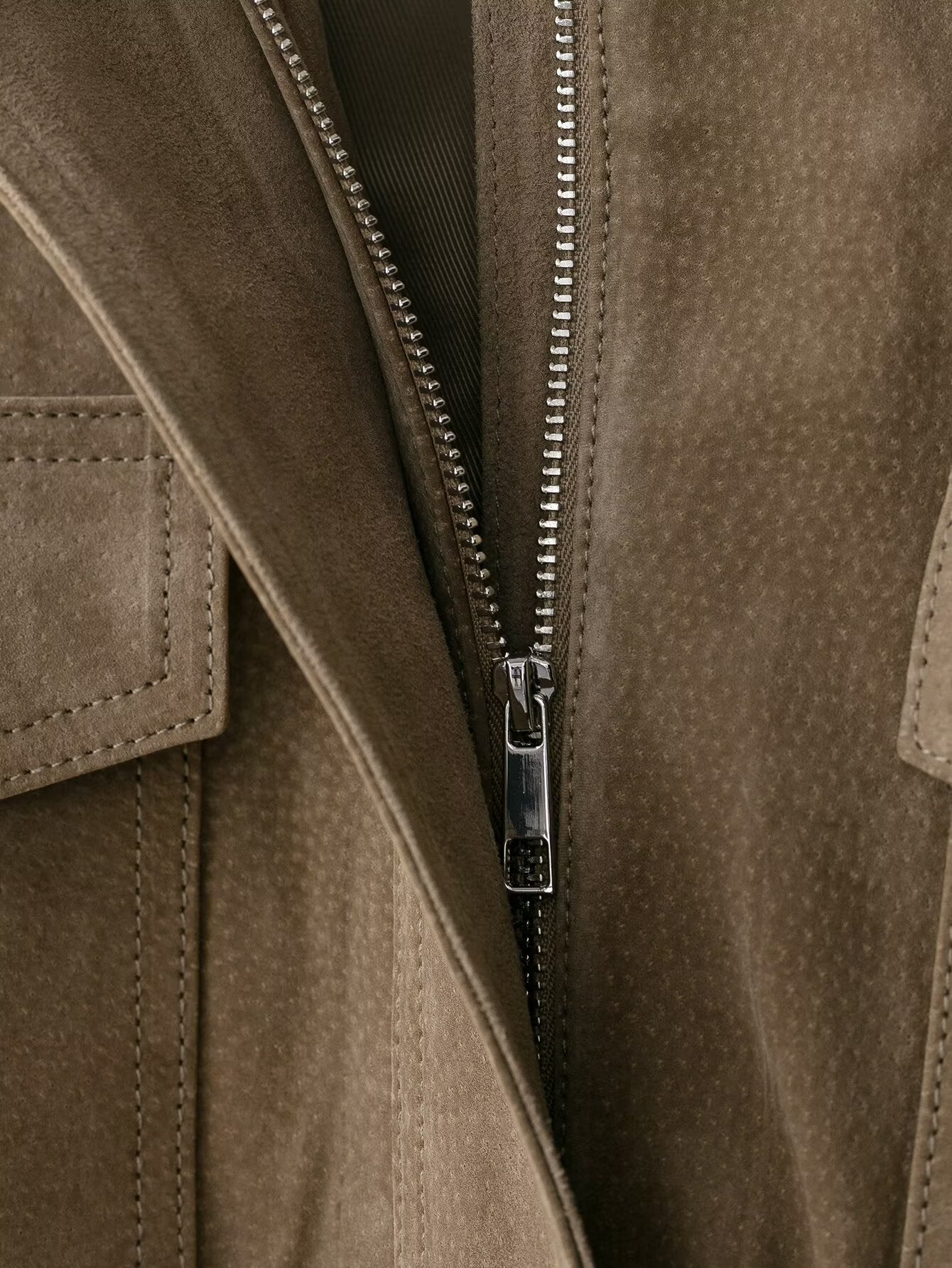 Women Clothing Suede Textured Leather Coat