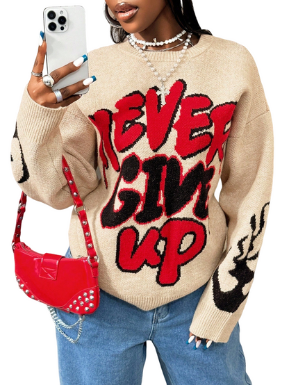 Afiya Knitted Letter Pullover