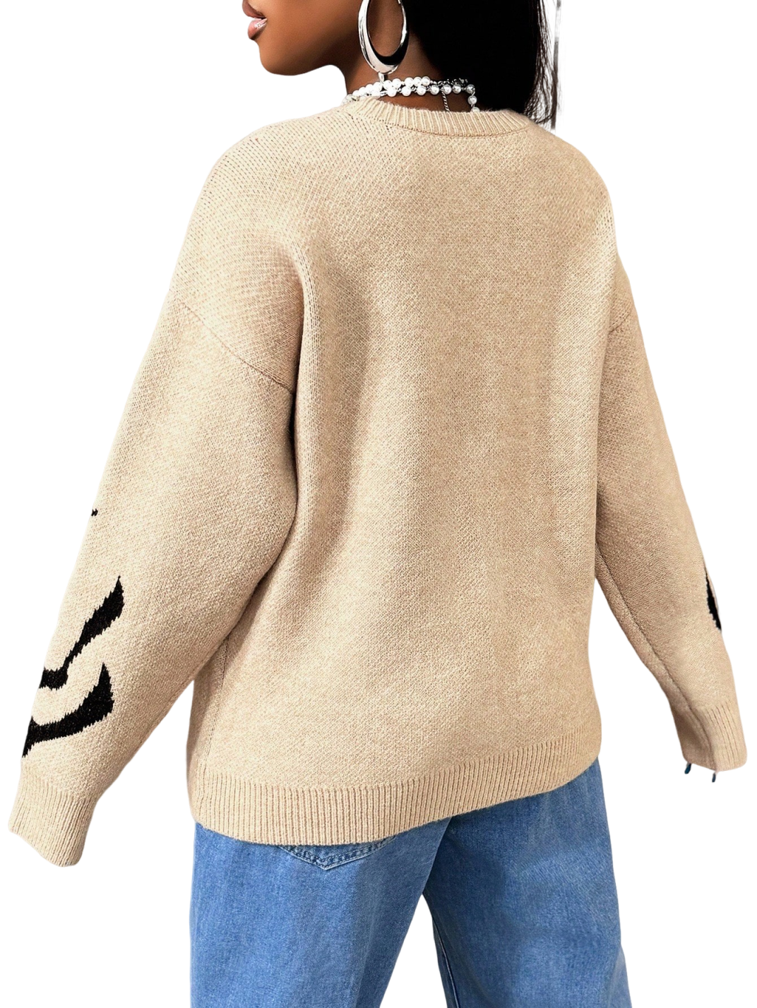 Afiya Knitted Letter Pullover