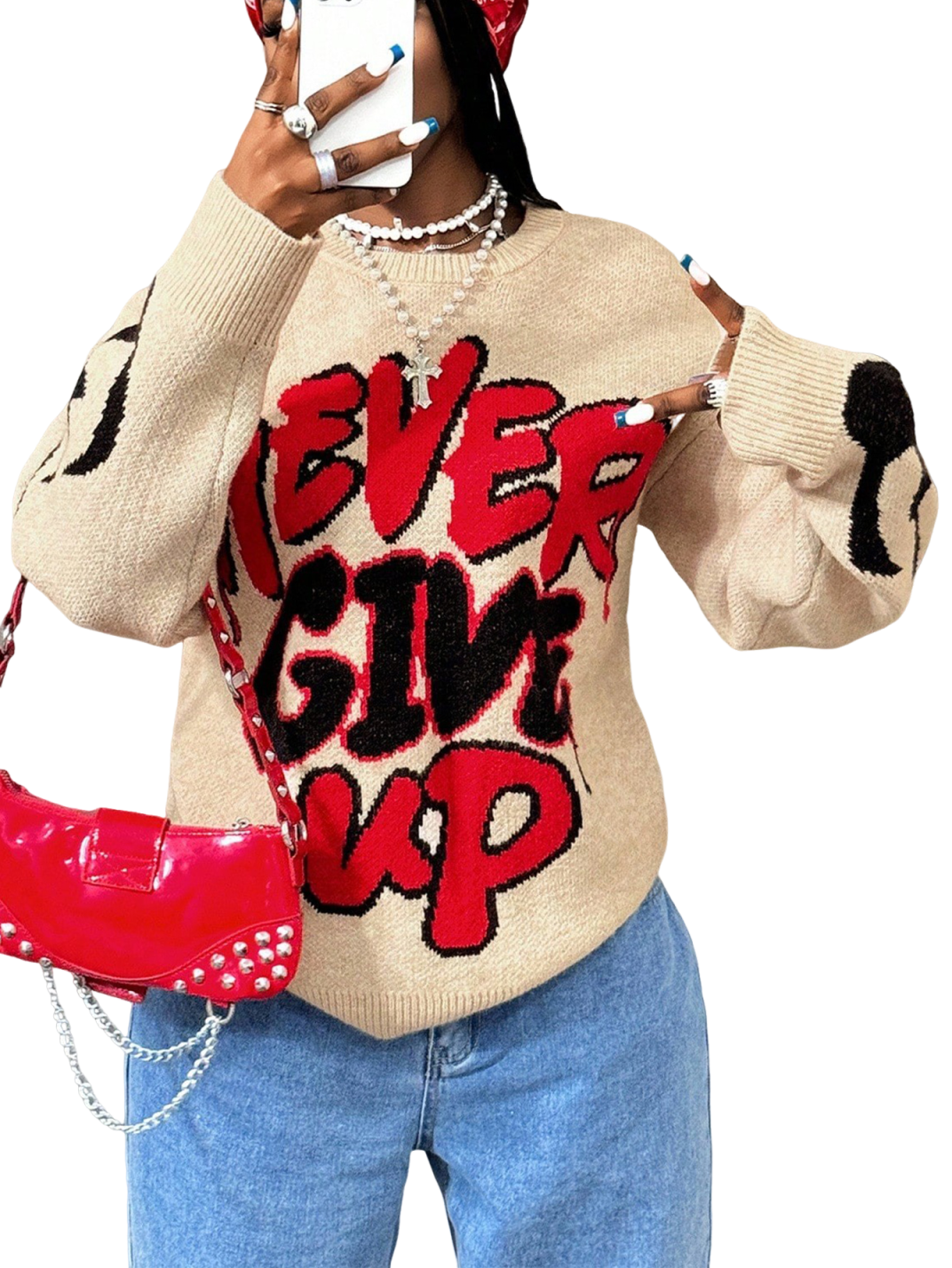 Afiya Knitted Letter Pullover