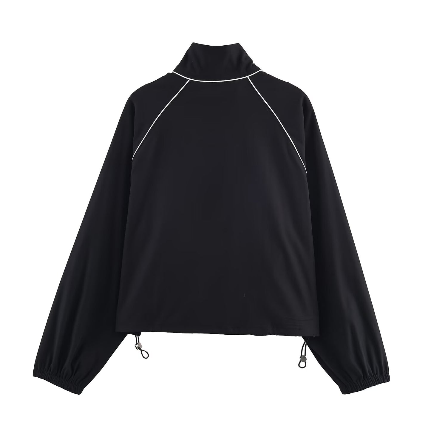 Autumn Elegance Stand Collar Puff Sleeve Jacket