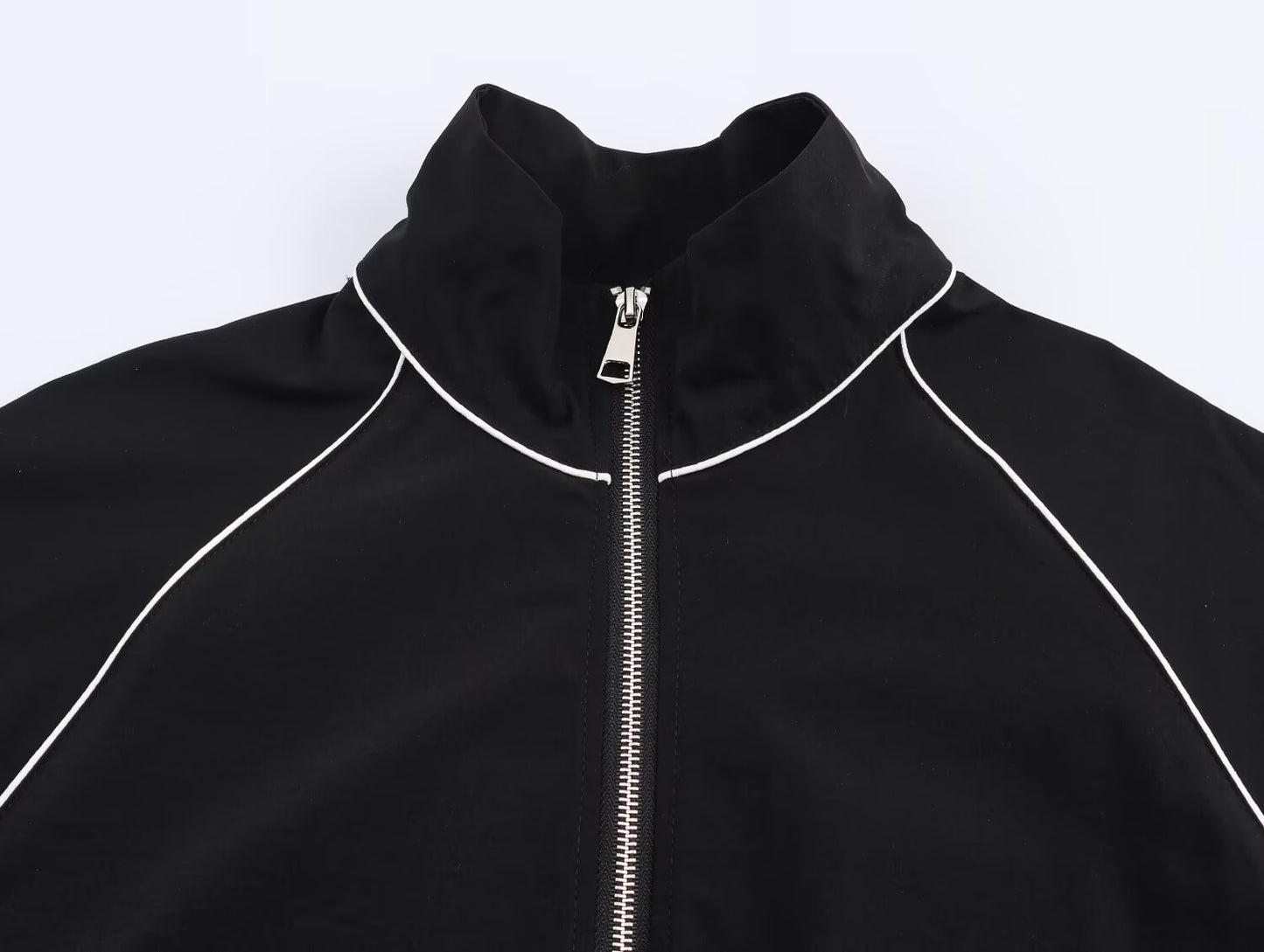 Autumn Elegance Stand Collar Puff Sleeve Jacket