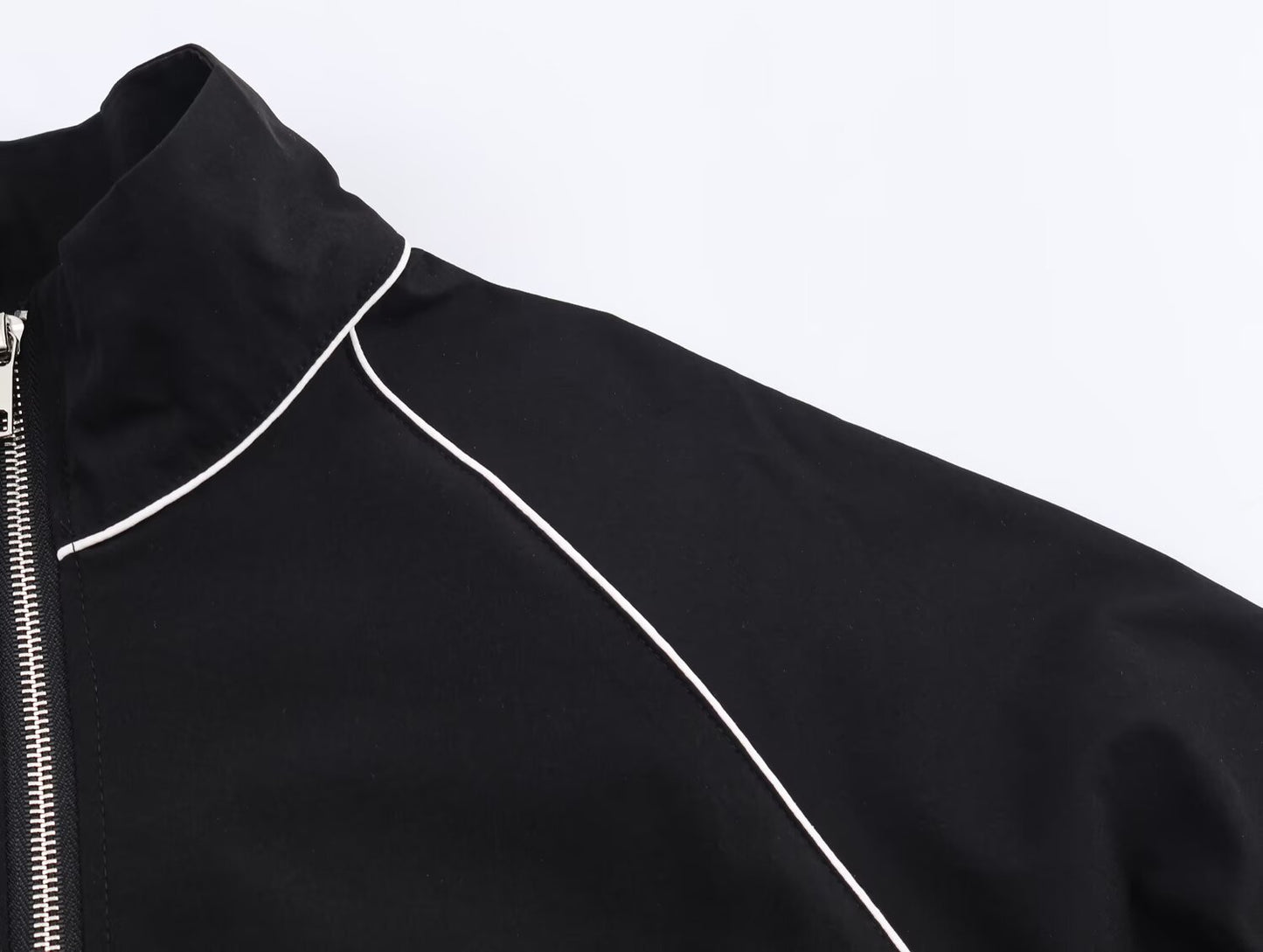 Autumn Elegance Stand Collar Puff Sleeve Jacket