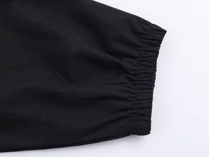 Autumn Elegance Stand Collar Puff Sleeve Jacket